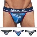 Addicted Lot de 3 Strings Camo Mesh Push Up Kaki - Gris - Bleu