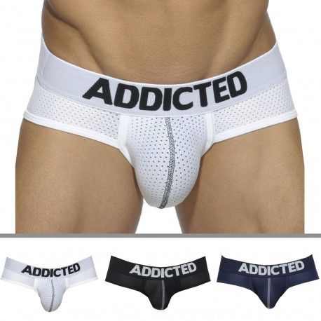 Addicted Lot de 3 Slips Mesh Push Up Blanc - Bleu Marine - Noir