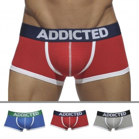 Lot de 3 Boxers Basic Rouge - Gris - Bleu