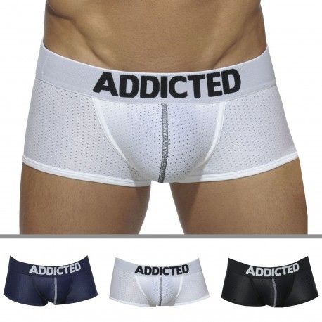 Addicted Lot de 3 Boxers Courts Mesh Push Up Blanc - Bleu Marine - Noir