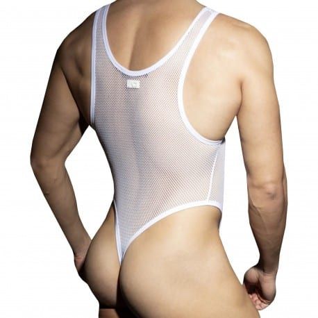 AD Fetish Body String Zip Mesh Blanc
