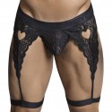  Lace Garter Thong - Black