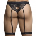 Lace Garter Thong - Black