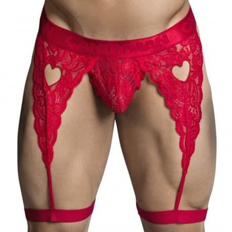  String Jarretière Dentelle Rouge