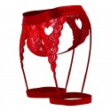  Lace Garter Thong - Red