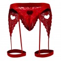 Lace Garter Thong - Red