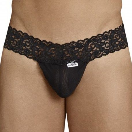  Mesh Lace Thong - Black