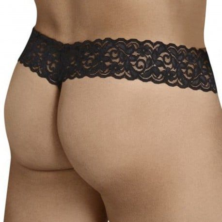  Mesh Lace Thong - Black