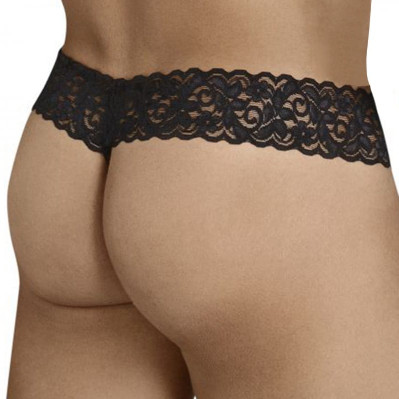  Mesh Lace Thong - Black