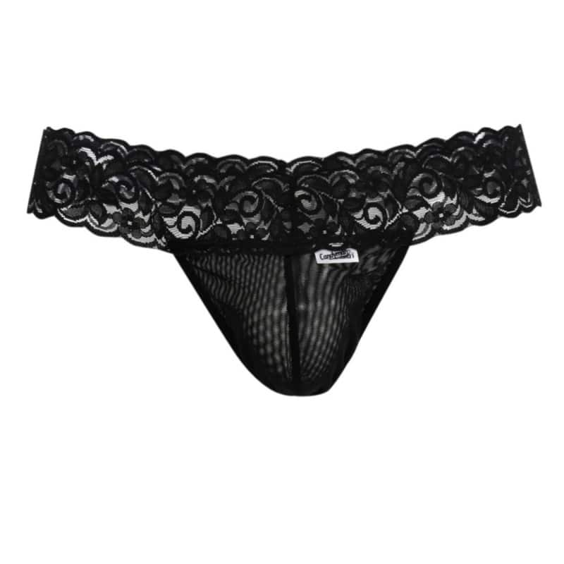  Mesh Lace Thong - Black