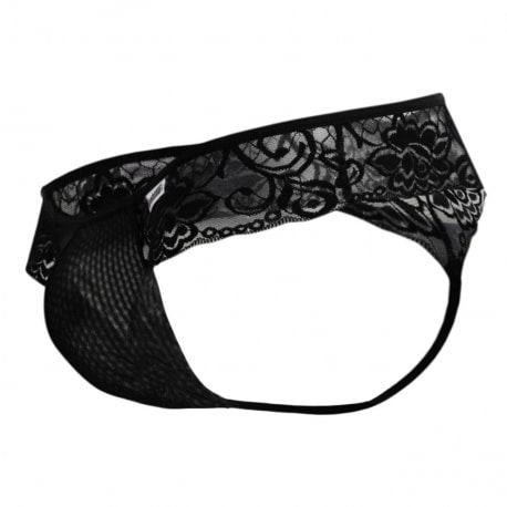  String Résille Dentelle Florale Noir