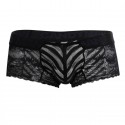  Shorty Dentelle Résille Rayée Noir