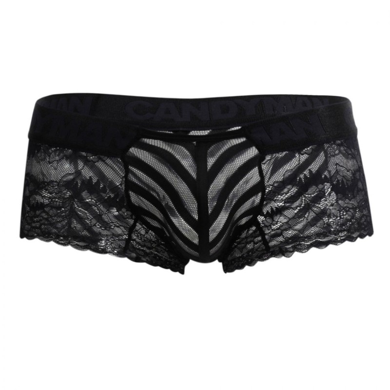  Stripe Mesh Lace Trunks - Black