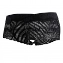  Shorty Dentelle Résille Rayée Noir