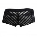  Shorty Dentelle Résille Rayée Noir