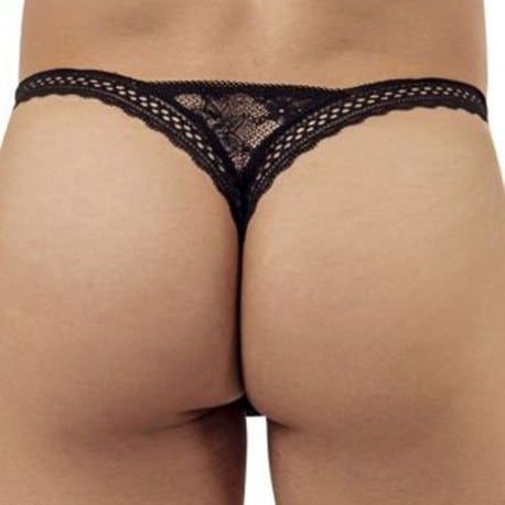  Double Lace Thong - Black