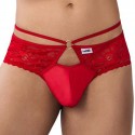  String Dentelle Simili-Cuir Rouge