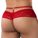  String Dentelle Simili-Cuir Rouge