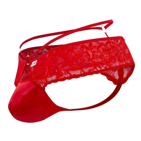  String Dentelle Simili-Cuir Rouge