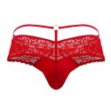  String Dentelle Simili-Cuir Rouge