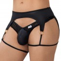  Striped Garter Thong - Black