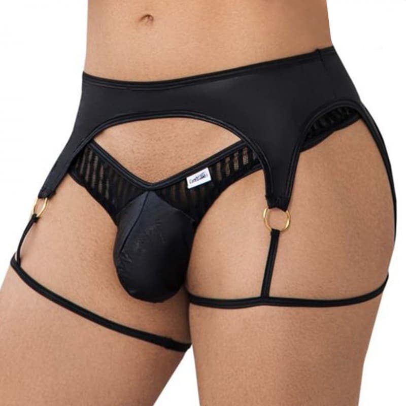 String Jarretière Rayé Noir