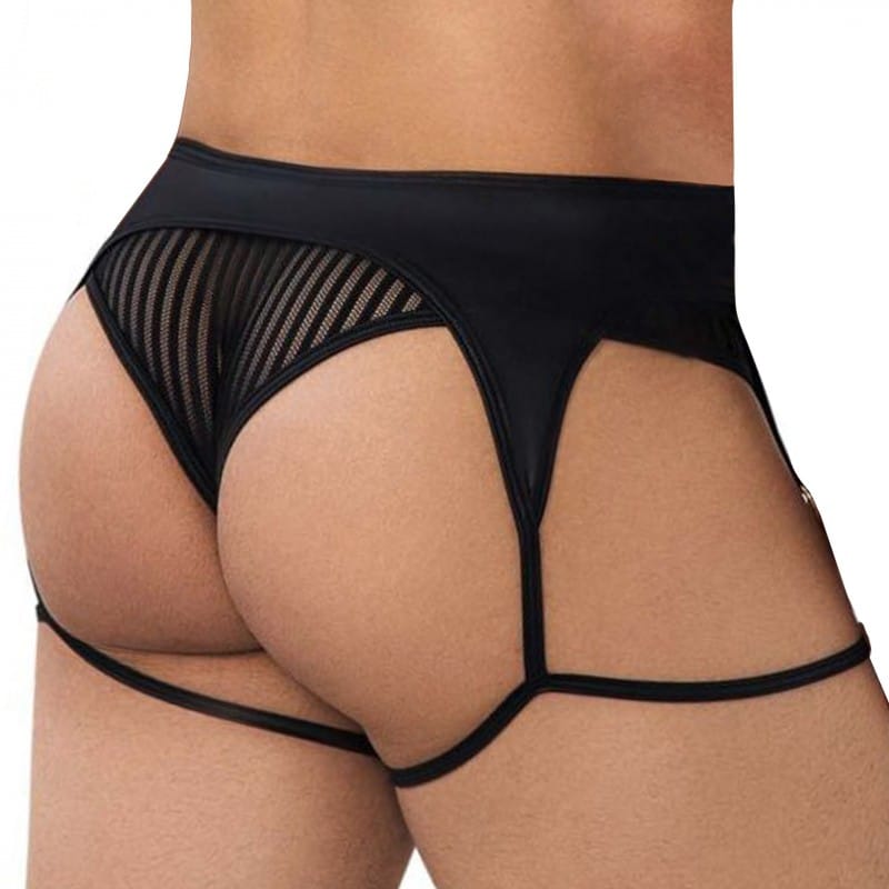  String Jarretière Rayé Noir