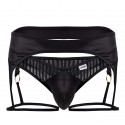  Striped Garter Thong - Black
