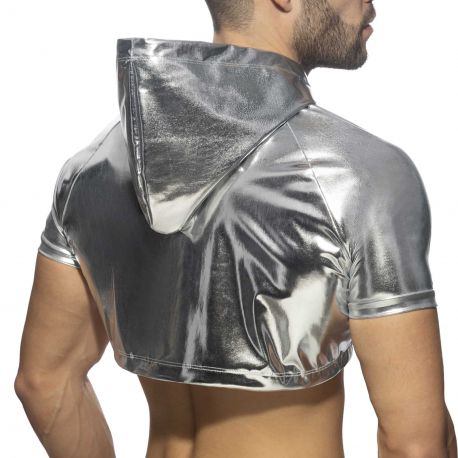 Addicted T-Shirt Crop Top Métal Argent