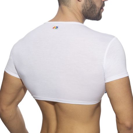 Addicted T-Shirt Crop AD Rainbow Blanc