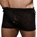 Andrew Christian Short Sheer Glitter Léopard Noir