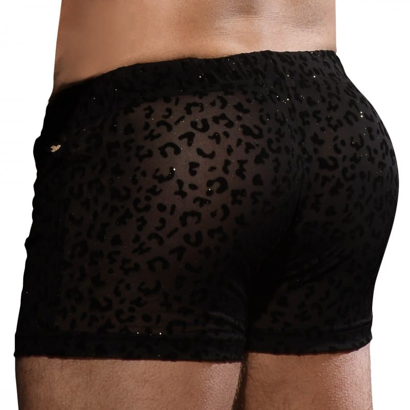 Andrew Christian Short Sheer Glitter Léopard Noir