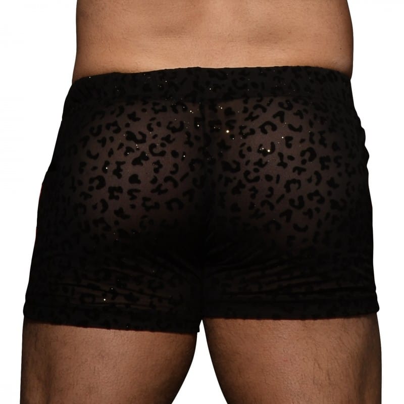 Andrew Christian Short Sheer Glitter Léopard Noir