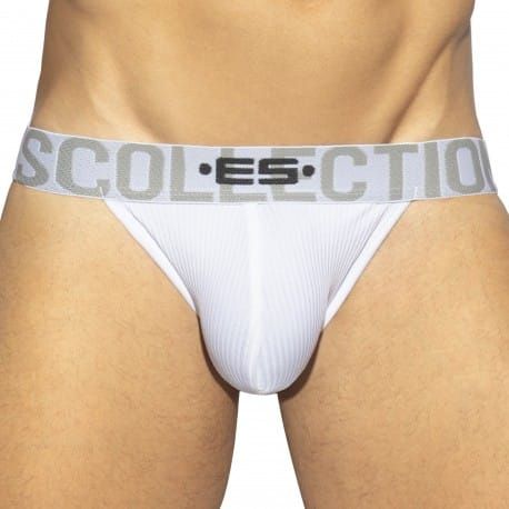ES Collection Jock Strap Bikini Recycled Rib Blanc