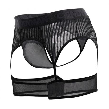  String Porte-Jarretelle Rayé Noir