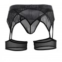  Striped Garterbelt Thong - Black