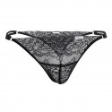  Double String Lace Thong - Black