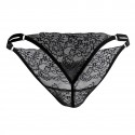  Double String Lace Thong - Black