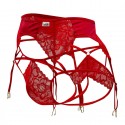  Ensemble Jarretière - Jock Strap Dentelle Rouge