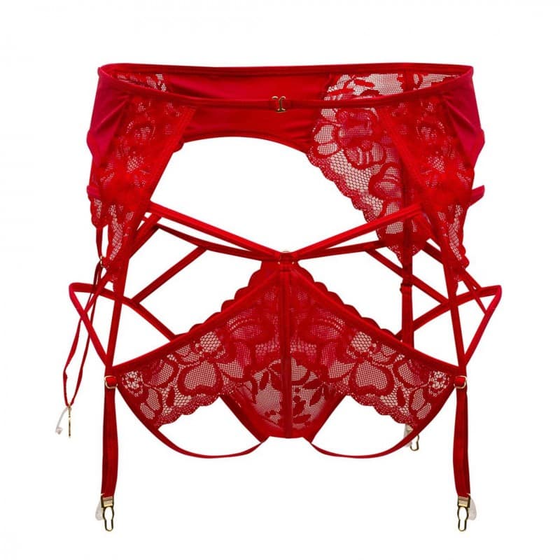  Ensemble Jarretière - Jock Strap Dentelle Rouge