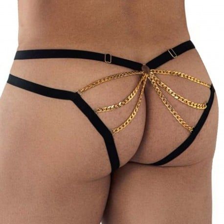  Lace and Chain Jockstrap - Black