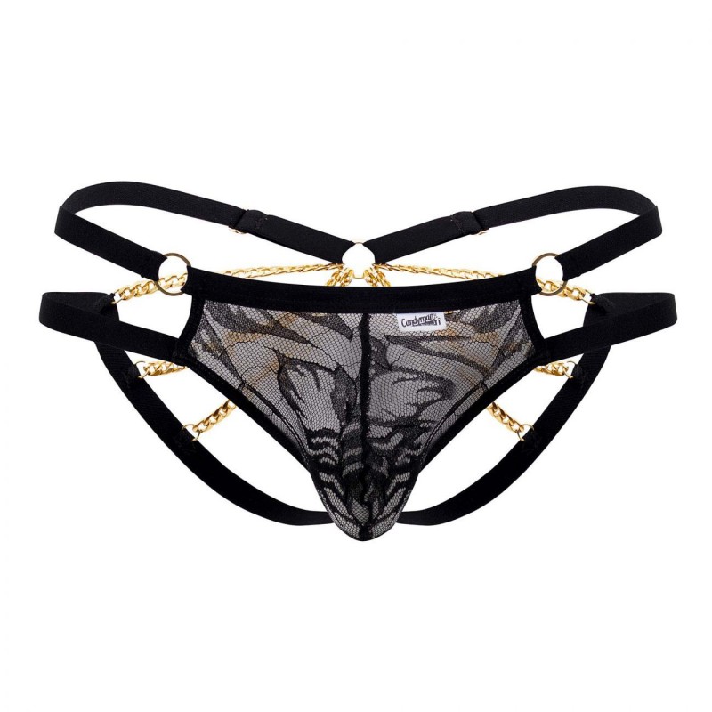  Lace and Chain Jockstrap - Black