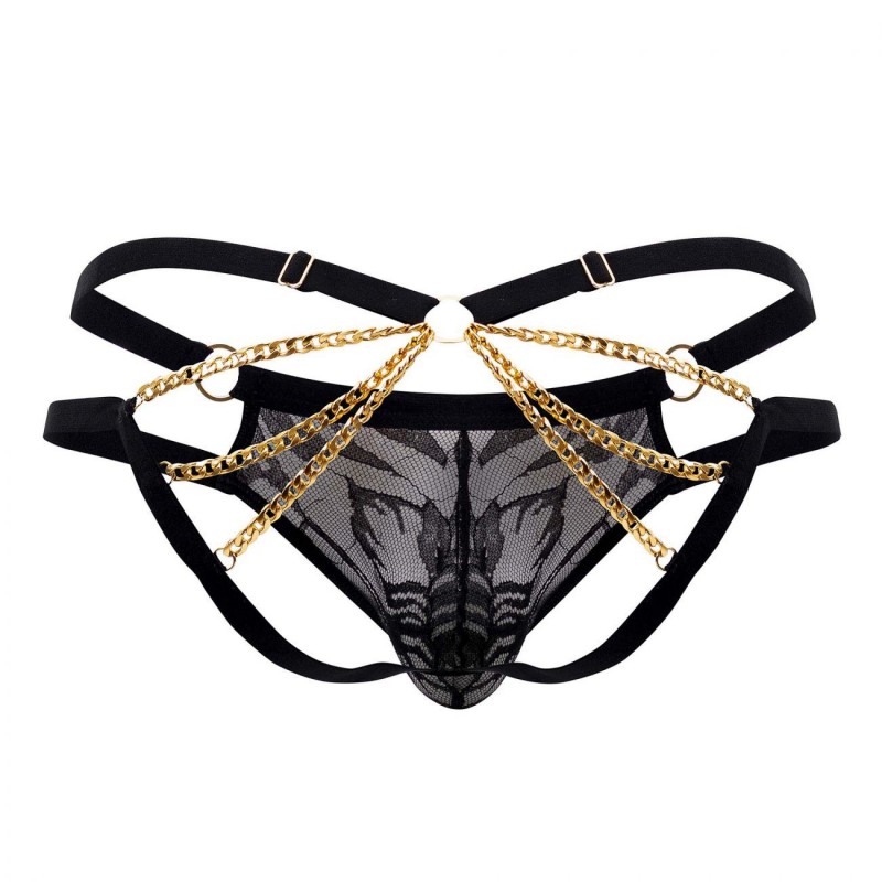  Lace and Chain Jockstrap - Black