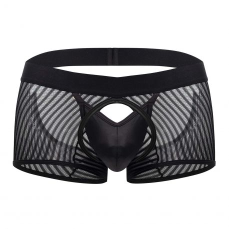  Striped Mesh Bottomless Boxer Briefs - Black