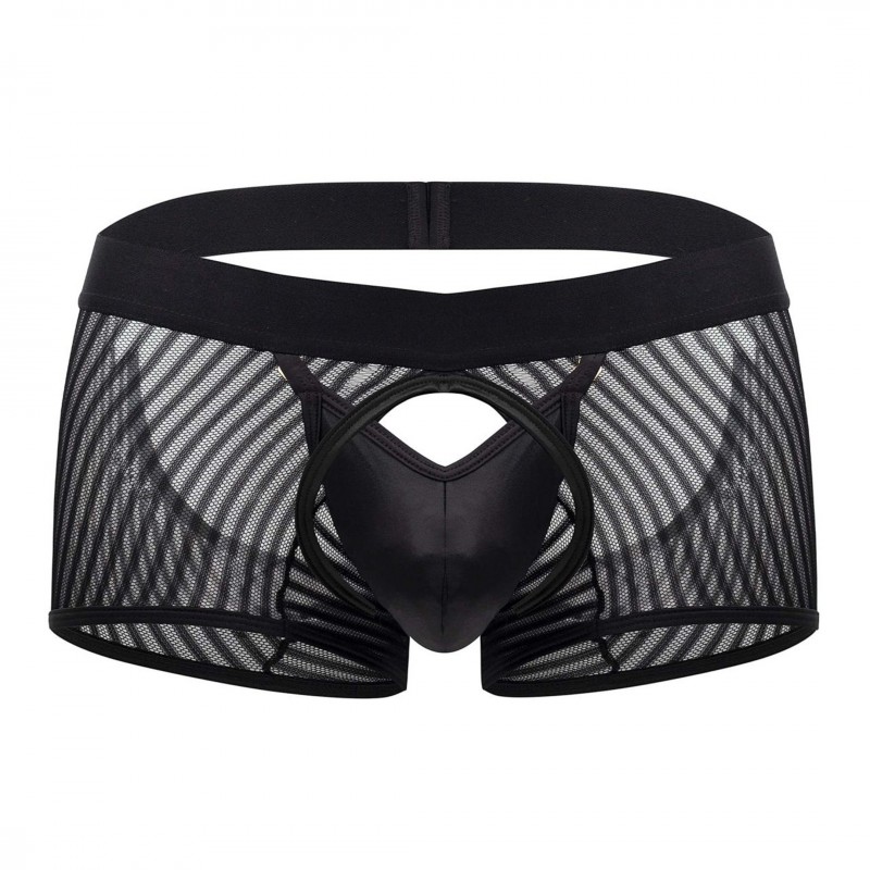  Boxer Empty Bottom Résille Rayée Noir