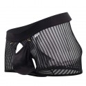  Striped Mesh Bottomless Boxer Briefs - Black