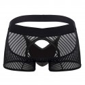  Striped Mesh Bottomless Boxer Briefs - Black