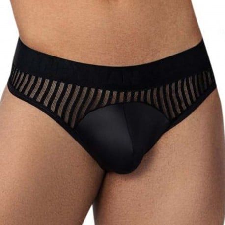  String Résille Rayée Noir