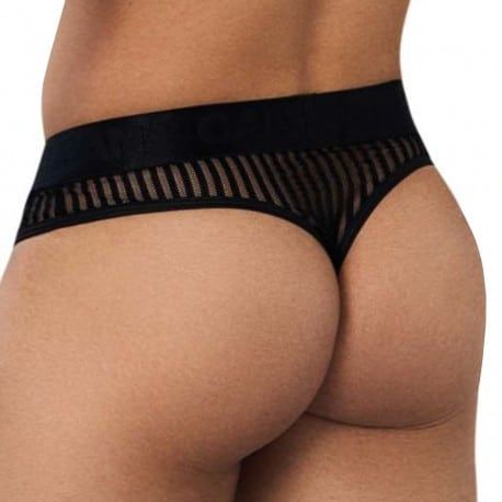  String Résille Rayée Noir