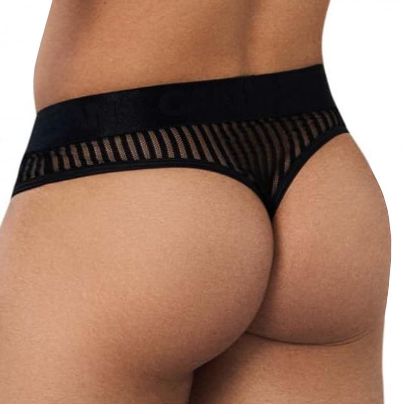  String Résille Rayée Noir